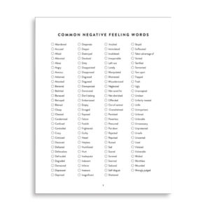 Common Negative Feeling Words
